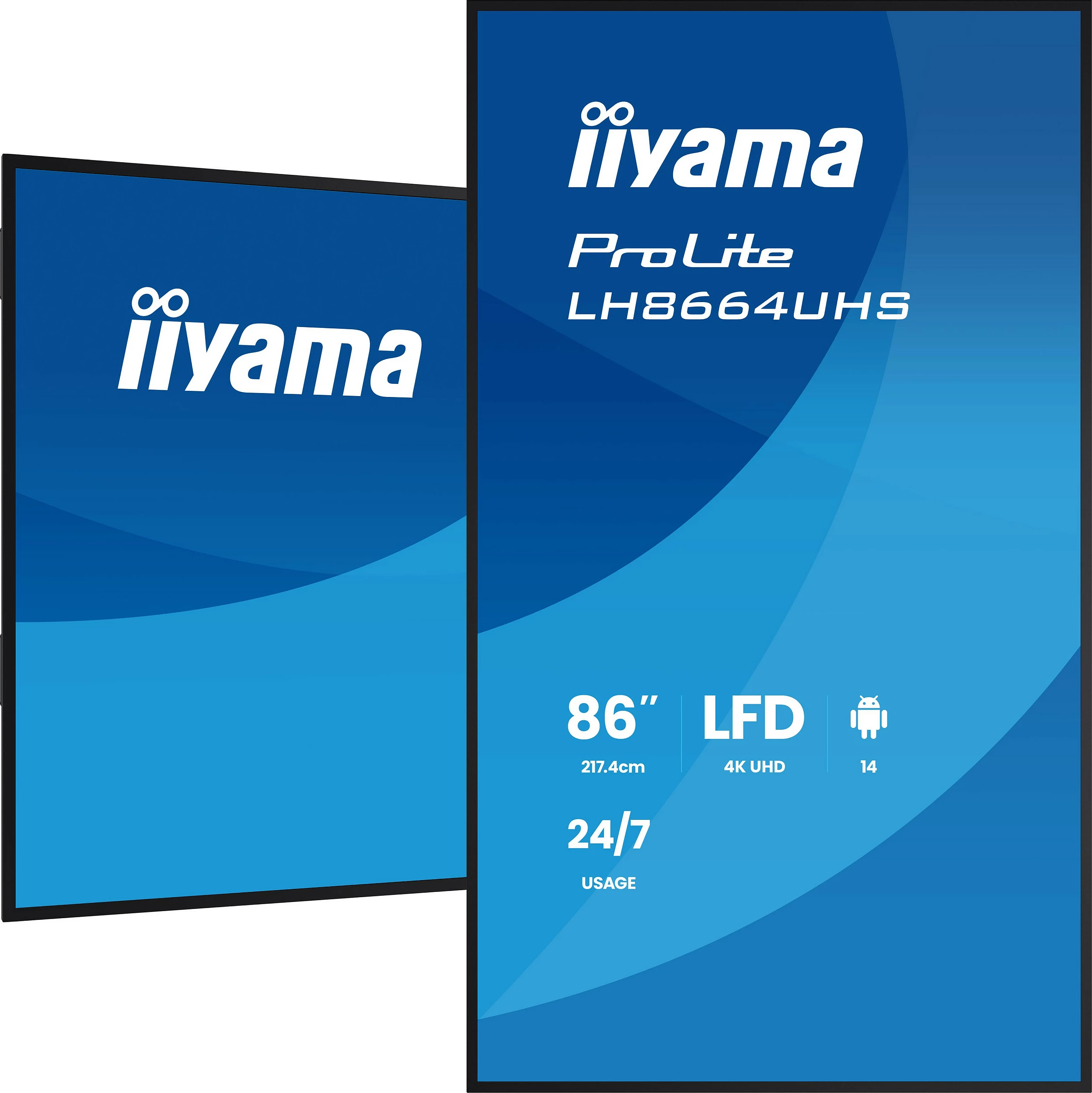 Display profesional iiyama ProLite LH8664UHS-B3AG, 86", 4K UHD, 24/7, USB-C/HDMI, i zi