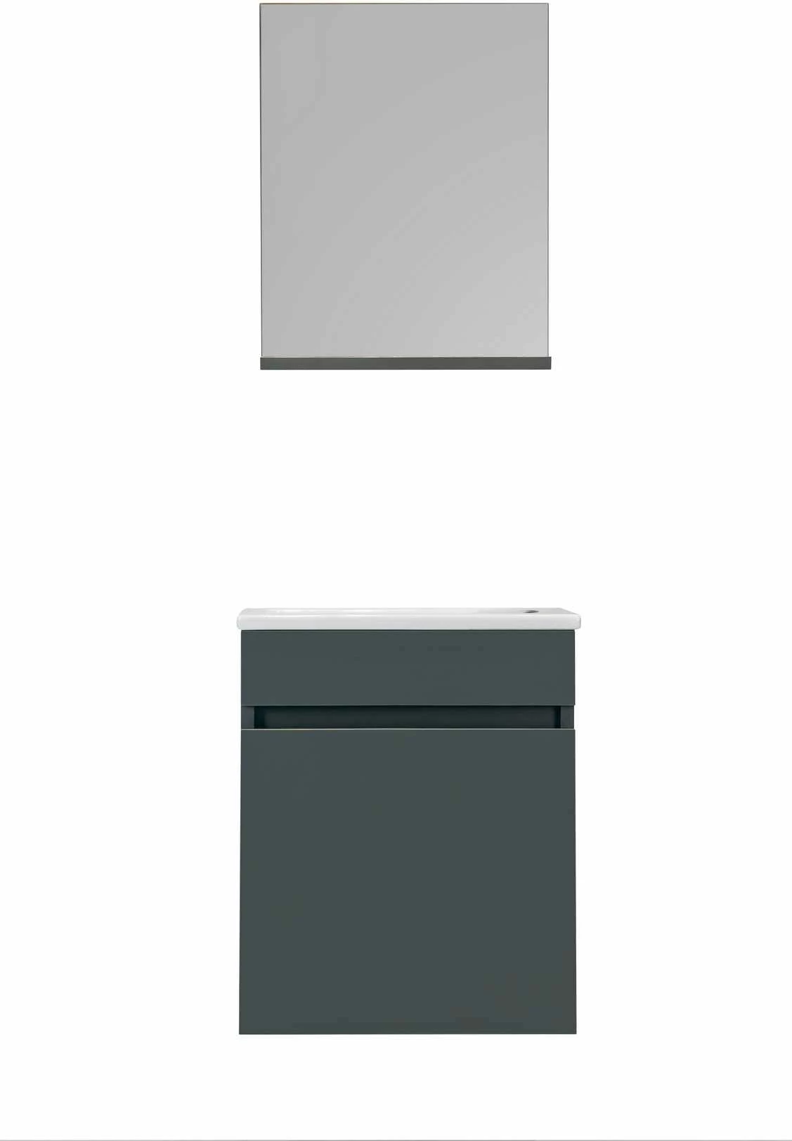 Dollap banjoje, ngjyrë antracit, Skye Decor, me lavaman dhe pasqyrë