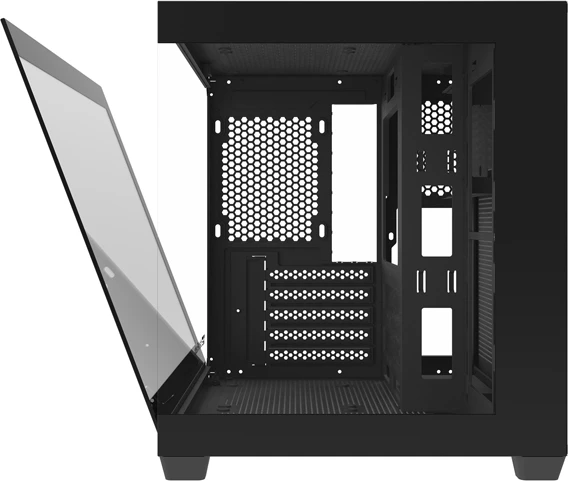 Kasë Darkflash C275P mini tower M-ATX/ITX, pamje 270° xham i temperuar, pa ventilatorë, e zezë