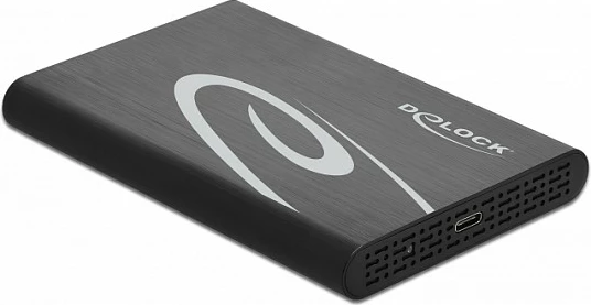 Kuti eksternale DeLOCK për HDD/SSD 2.5" SATA III, USB-C 10Gbps, alumini, e zezë