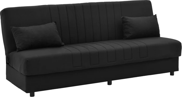 Divan trefishtë me shtrat dhe hapësirë ruajtjeje, ngjyrë e zezë,, 190x85x90cm