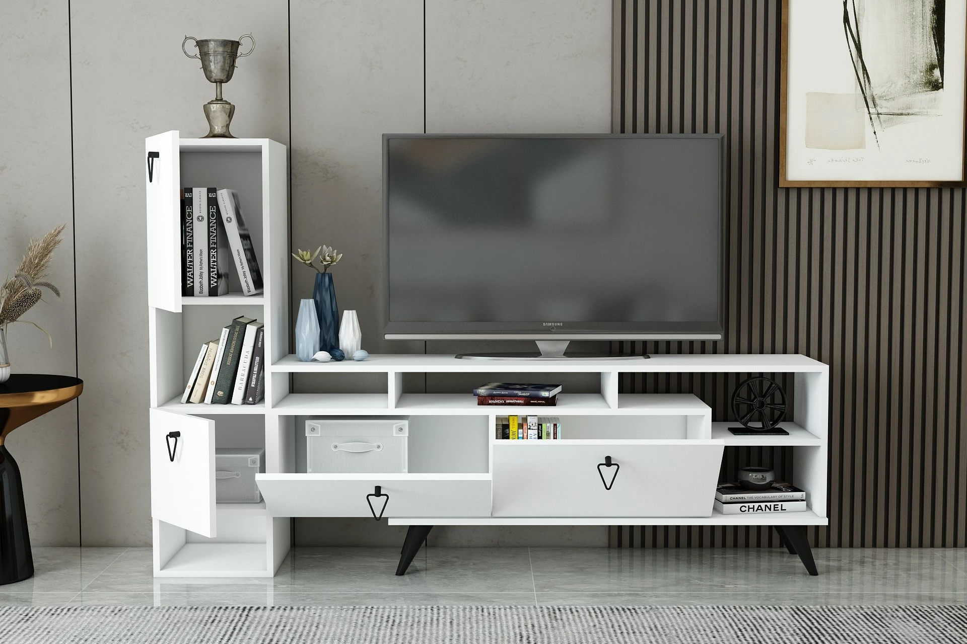 Komodë TV Hanah Home, Emmy, e bardhë