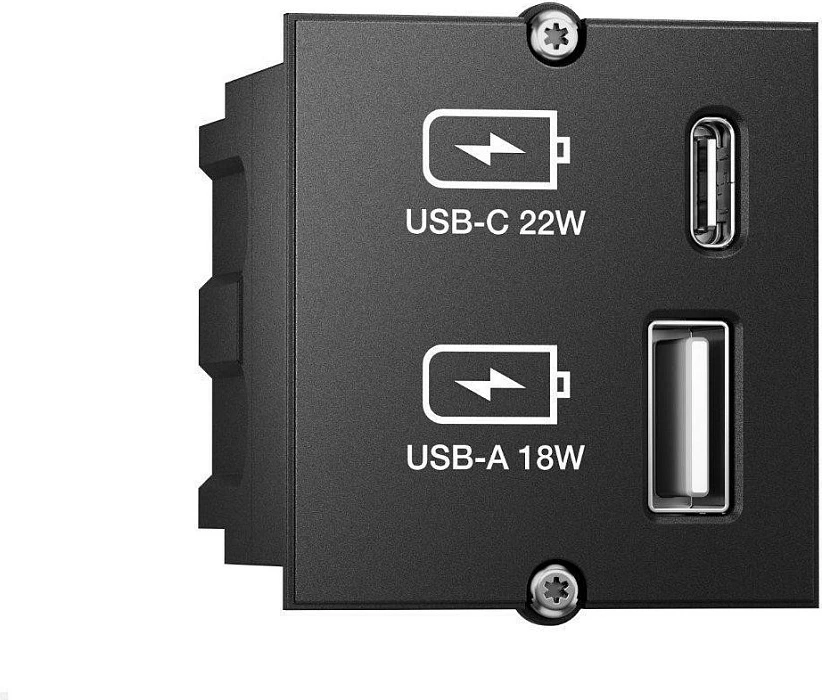 Modul karikues USB Bachmann Custom, USB-A + USB-C, Quick Charge 22W, i zi