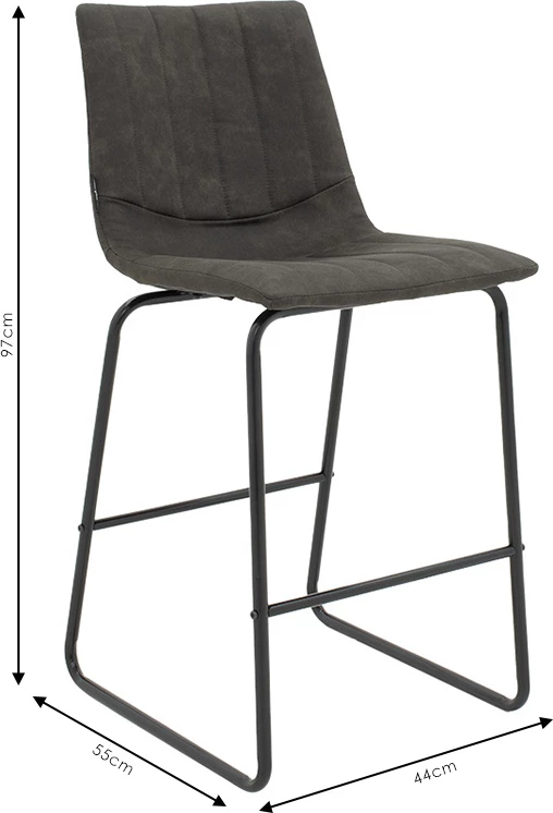 Karrige për bar, këmbë metali të zeza, ngjyrë gri antike