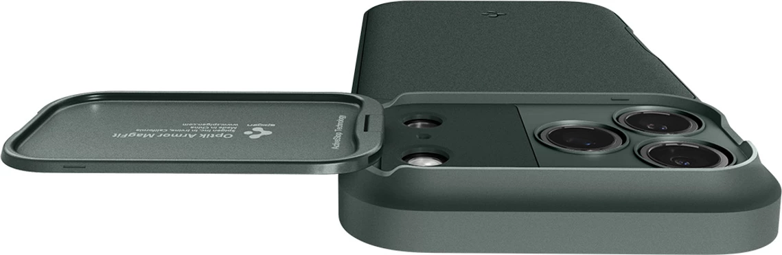 Mbështjellës Spigen Optik Armor MagSafe për iPhone 17 Pro Max, TPU+PC, me kapak rrëshqitës për kamerë, Green