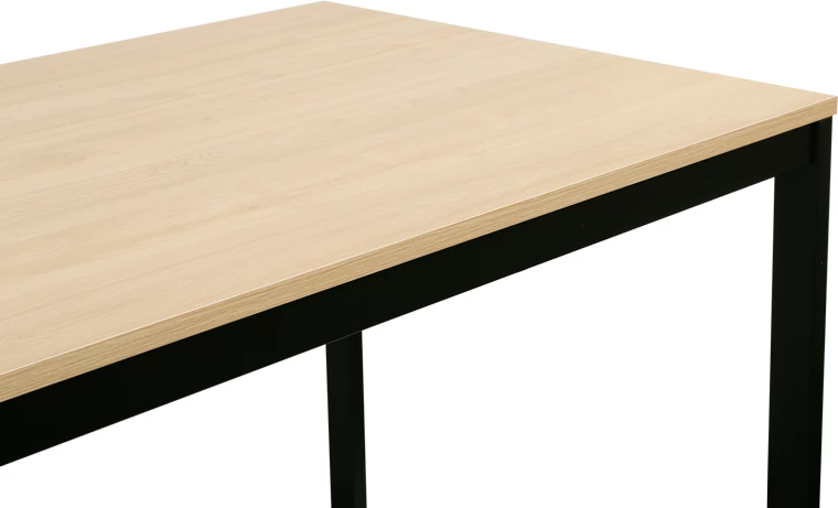 Tavolinë zgjatëse Extento, ngjyrë natyrale, këmbë metalike të zeza, 120-180x74x75cm