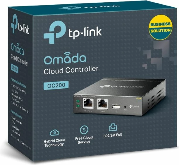 Kontroller cloud për rrjet TP-LINK Omada OC200, PoE, 2x Ethernet, USB, i zi