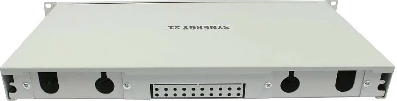 Panel patch fibra optike Synergy21, 19" 1U, 24x SC Duplex/LC Quad, pa kuplunga, gri e çelët