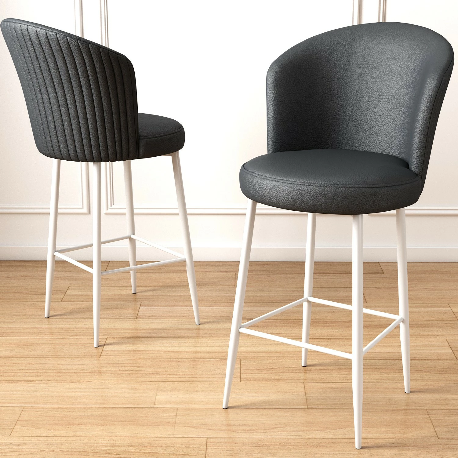 Set karrigesh për bar (2 copë), Hanah Home Uras, antracit, e bardhë