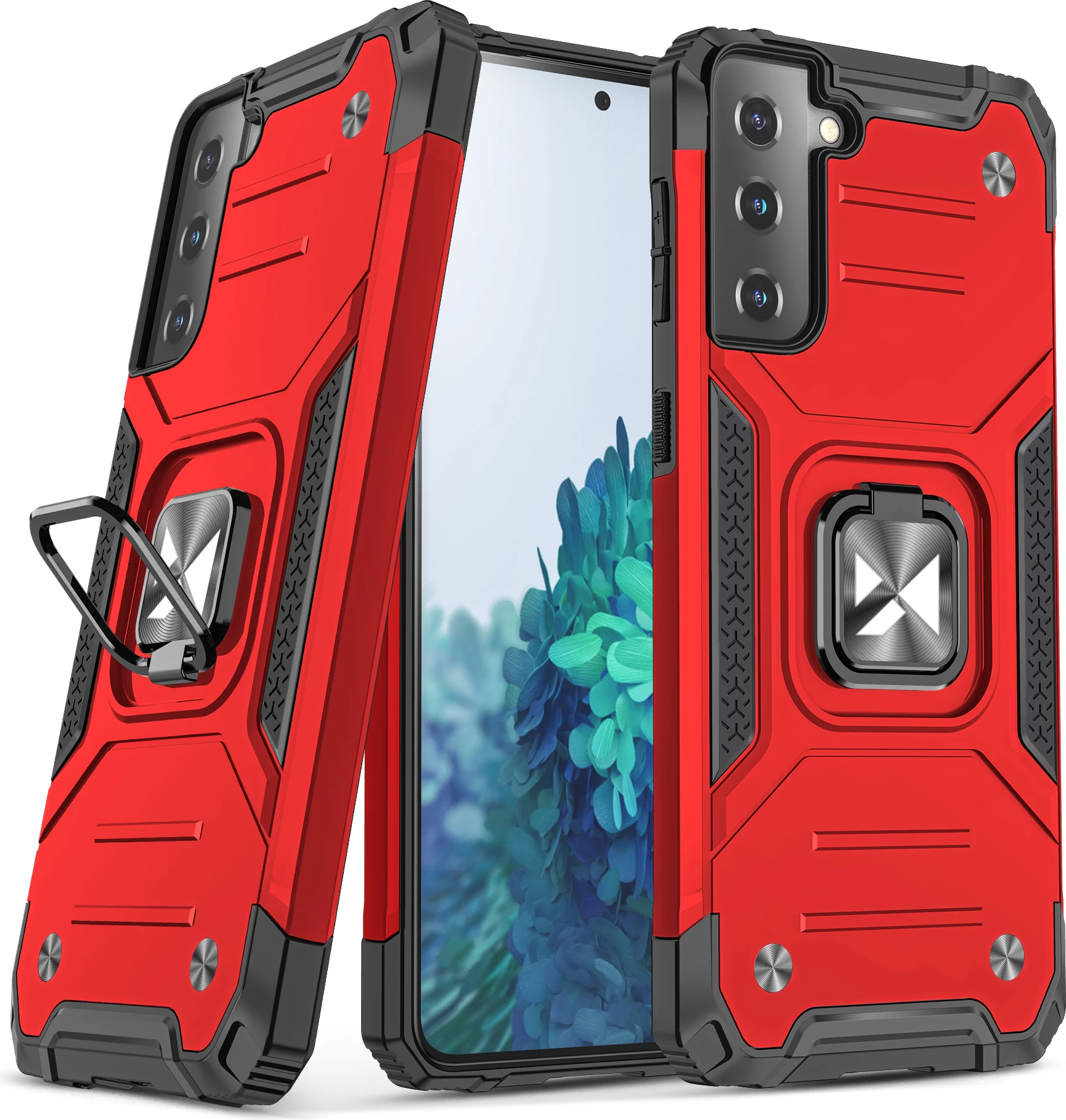 Mbështjellës Wozinsky Ring Armor për Samsung Galaxy S22+, me mbajtëse gishti dhe këmbë, Kuq