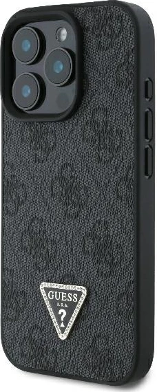Mbështjellës Guess 4G Triangle Strass për iPhone 16 Pro, i zi