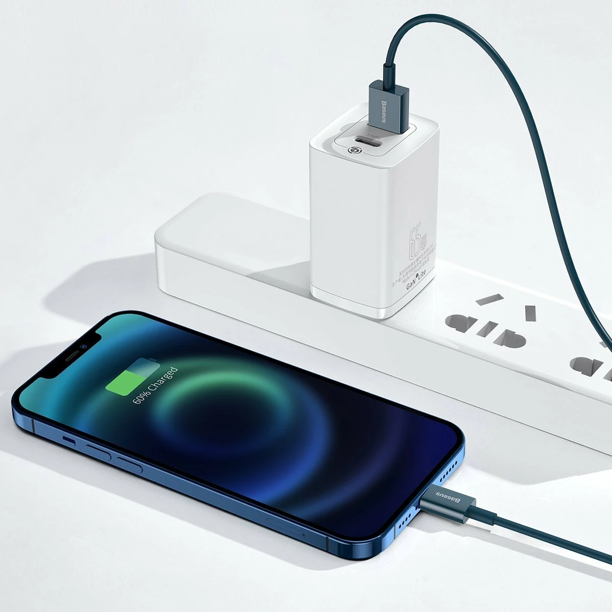 Kabllo Baseus CALYS-A03 USB në Lightning, 1m, Blu