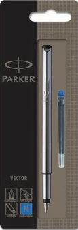 Stilograf PARKER Vector, çelik inoksi, ngjyrë e kaltër