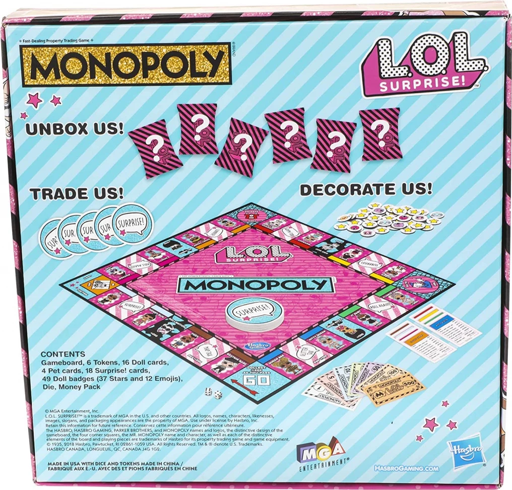 Lojë tavoline Hasbro Monopoly L.O.L. Surprise, version anglisht, 2-6 lojtarë, 8+
