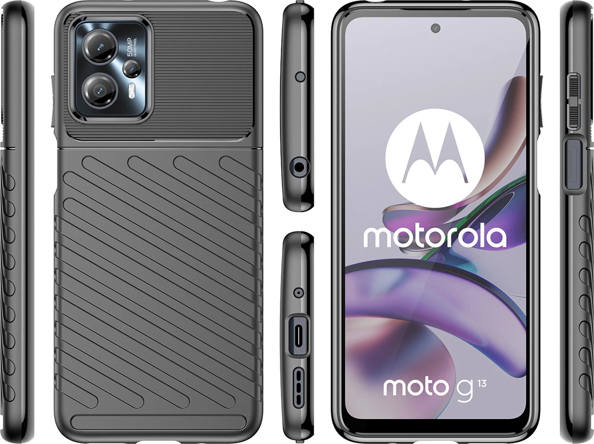 Mbështjellës Hurtel Thunder Case për Motorola Moto G13, TPU, i zi