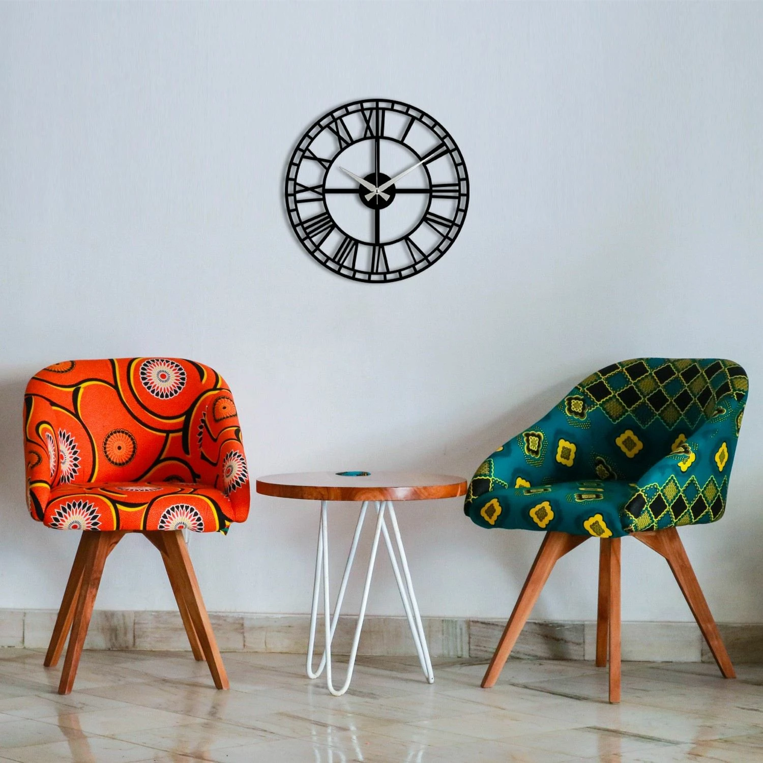 Orë muri dekorative metalike, Wallity Enzoclock - S002, e zezë, 48x48cm