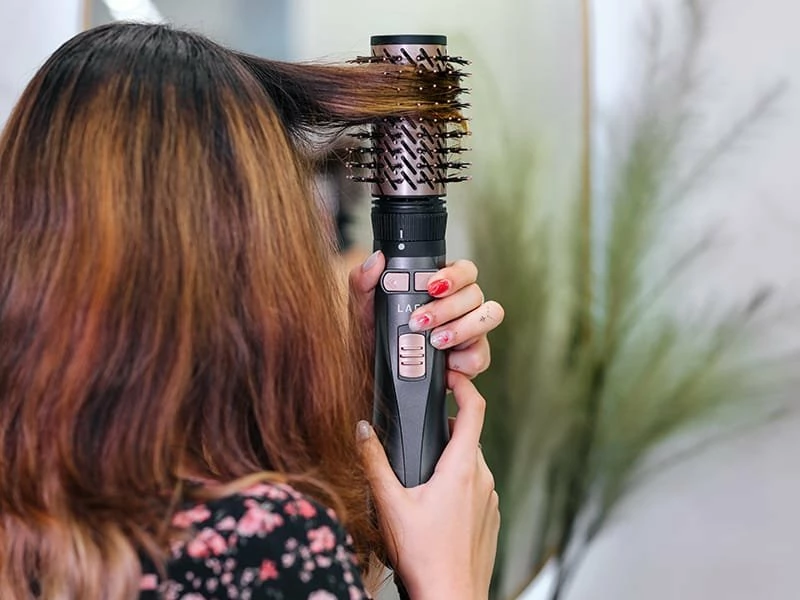 Styler flokësh Lafe Sleek & Shine, 1200 W, furçë ajri rrotulluese 40/50 mm, jonizim, ajër i ftohtë, set 2 copë, e zezë