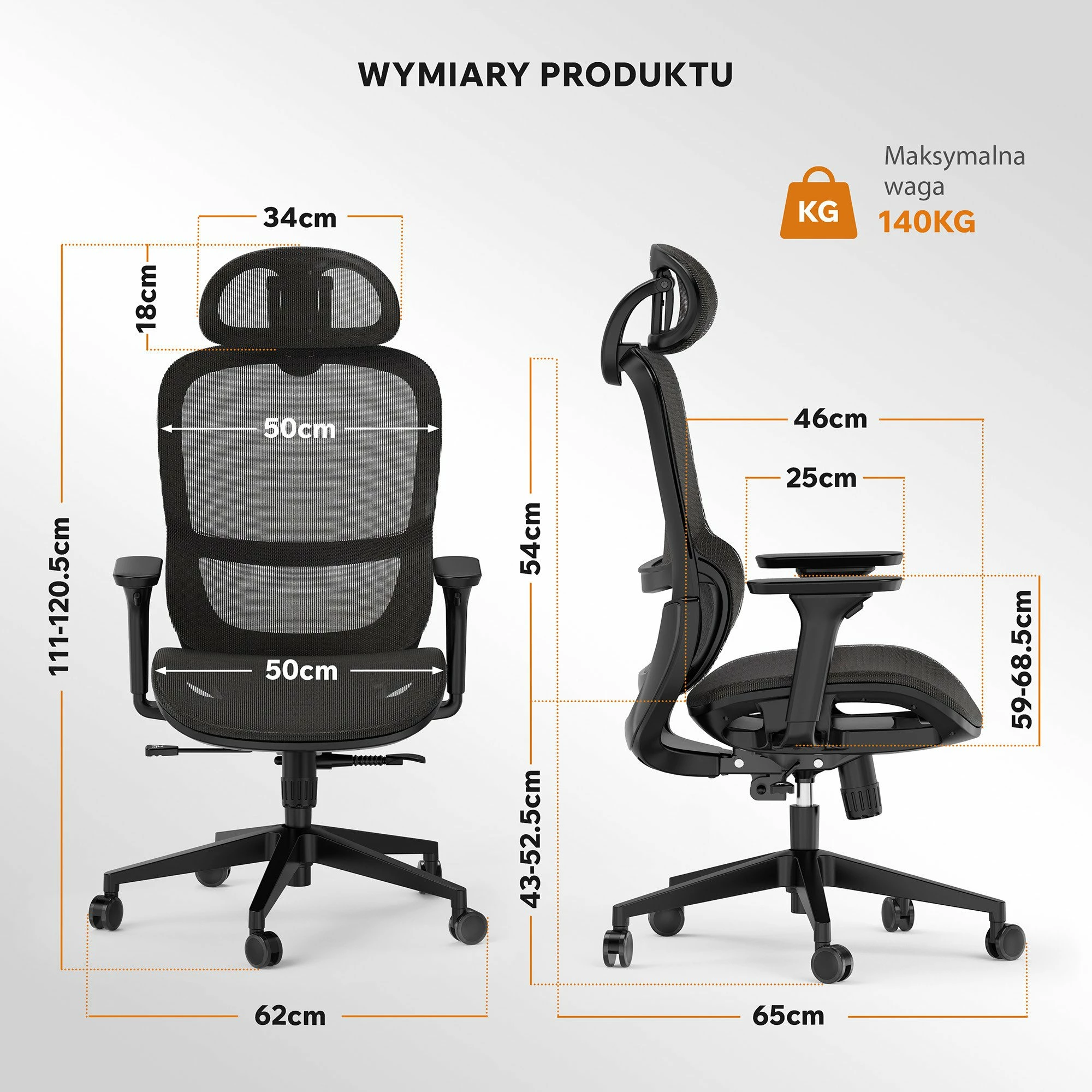 Karrige zyre SENSE7 Neyo, ergonomike me rrjetë, rregullim 43–52.5 cm, deri 140 kg, e zezë