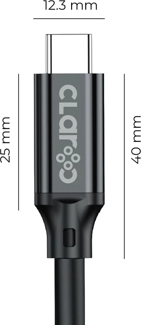 Kabllo USB-C Claroc, 3 m, 4K@60Hz, 100W PD, 20 Gbps, e zezë