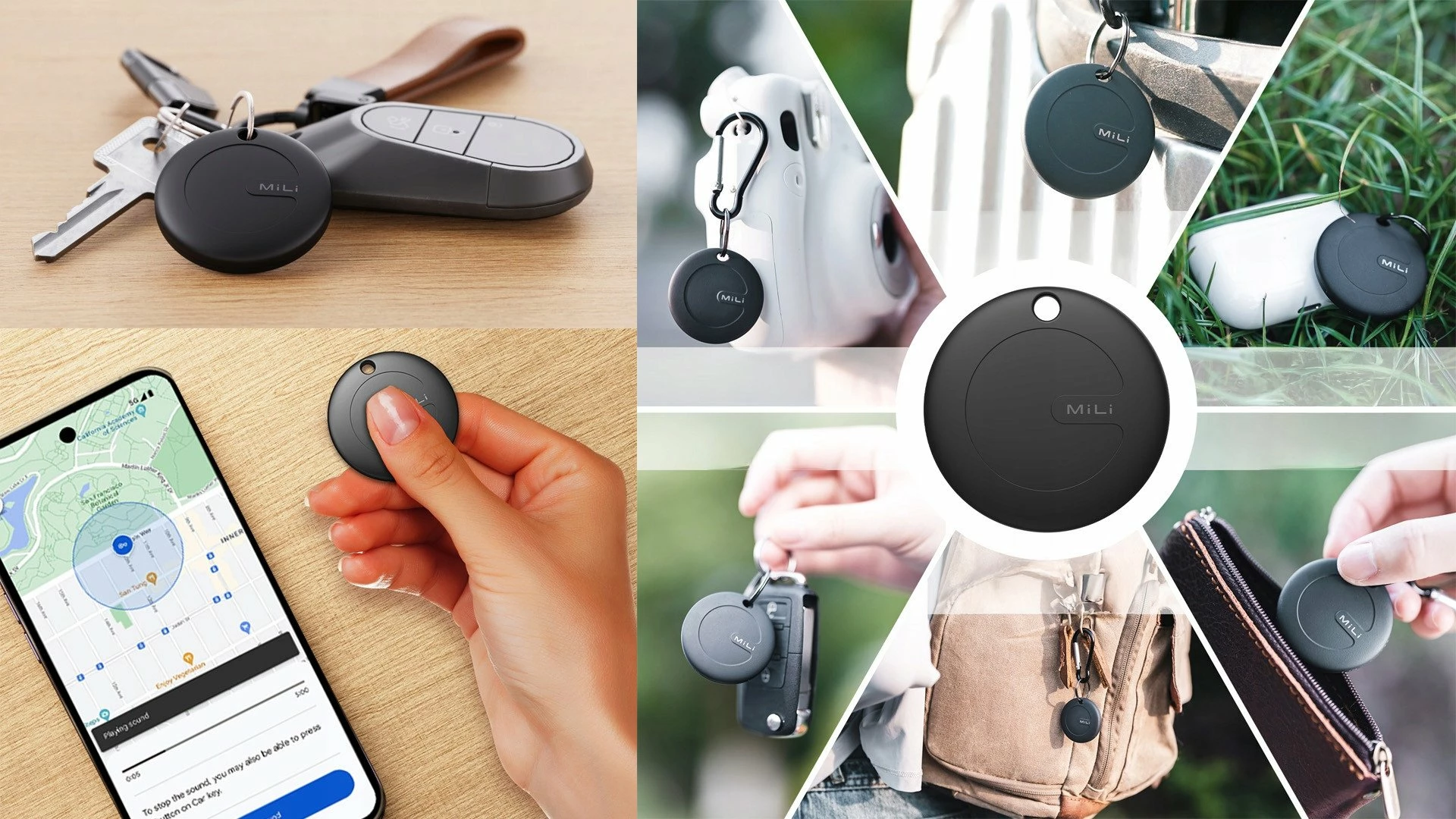 Gjurmues Bluetooth MiLi MiTag APL për iOS, BLE 5.2, IPX67, me këllëf, 3 copë, i zi