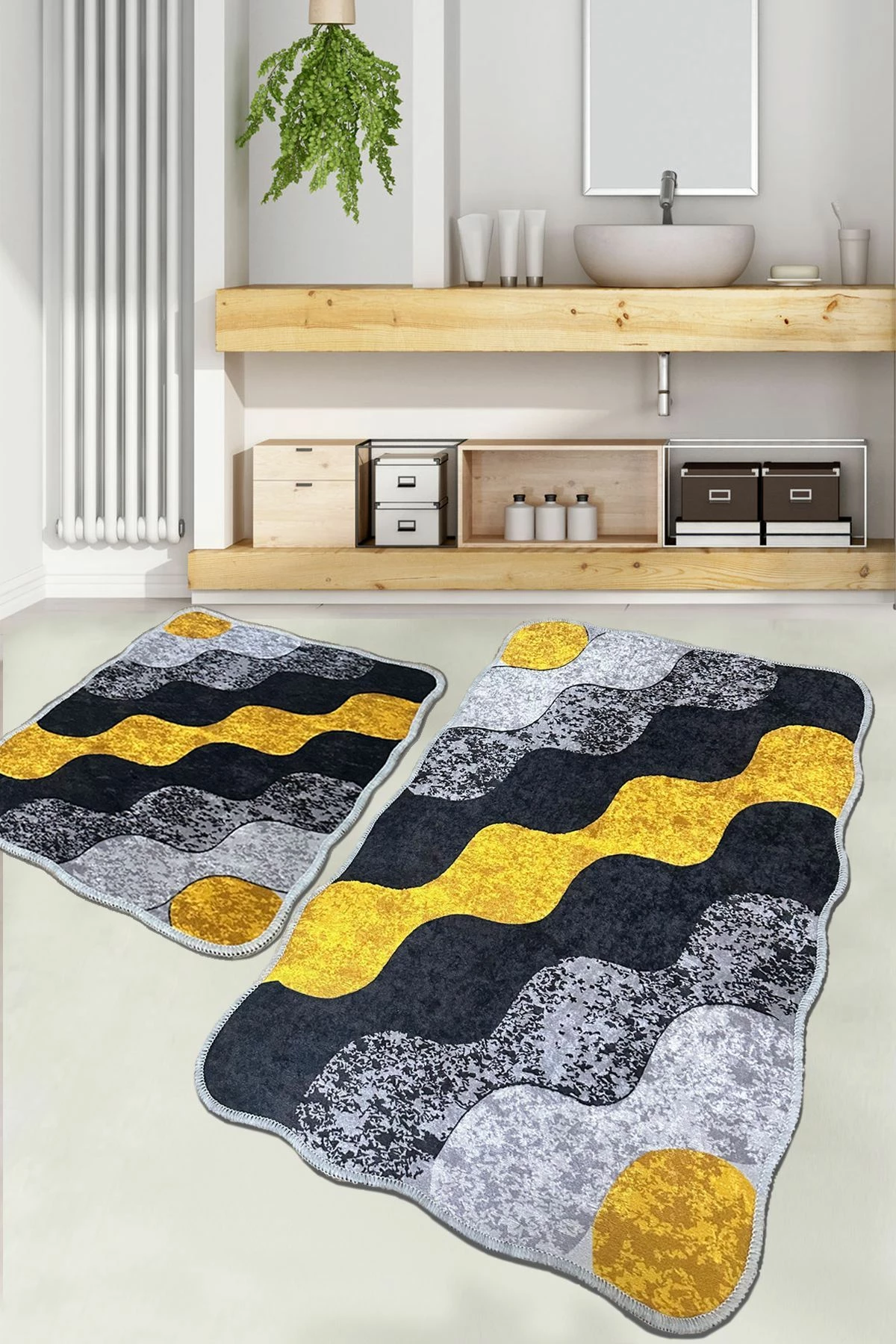 Set tapetash për banjo (2 copa), Mijölnir, rrethore, e verdhë