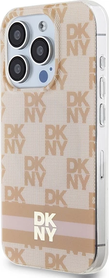 Mbështjellës DKNY IML Checkered Mono Pattern & Printed Stripes MagSafe për iPhone 13 Pro Max, rozë