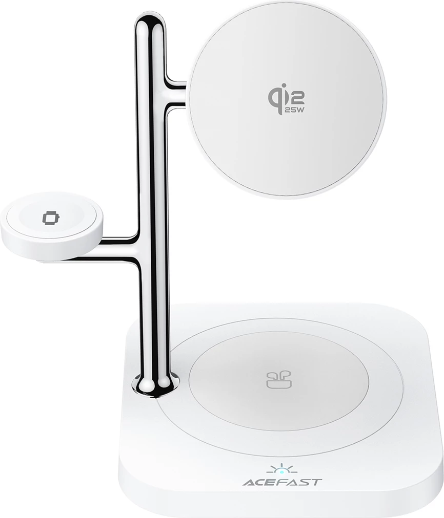 Stacion karikimi wireless Acefast E39 Qi2.2 25W 4-në-1 me dritë nate, i bardhë