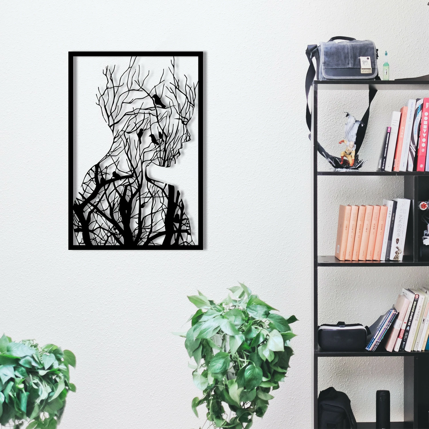 Aksesor dekorativ metalik për mur Wallity, Arakan, ngjyrë e zezë, 42x62cm