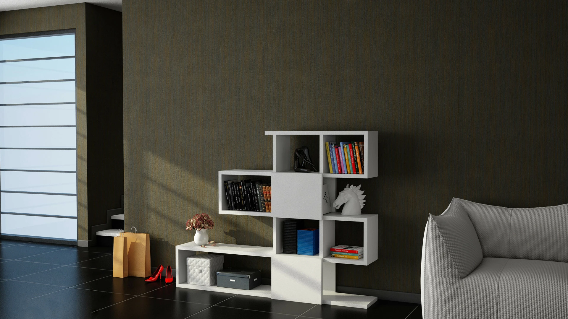 Raft librash Hanah Home, Karlin, i bardhë