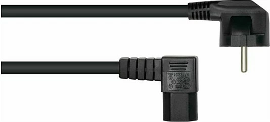 Kabllo rryme Kabelmeister CEE 7/7 në IEC C15, 1.8m, 10A, 250V, 90°, e zezë