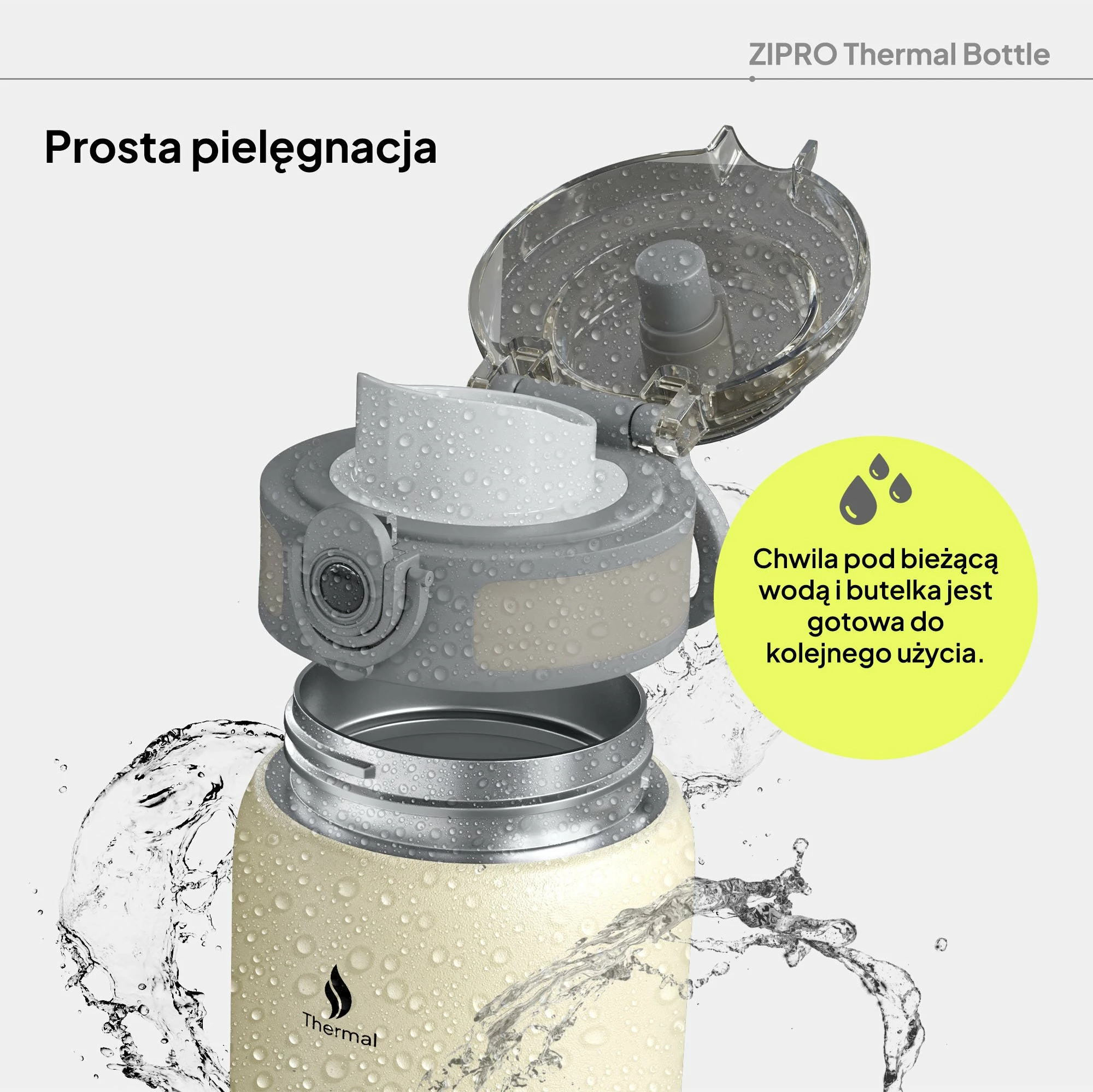 Shishe termike Zipro 1000 ml inox 18/8, bezhë