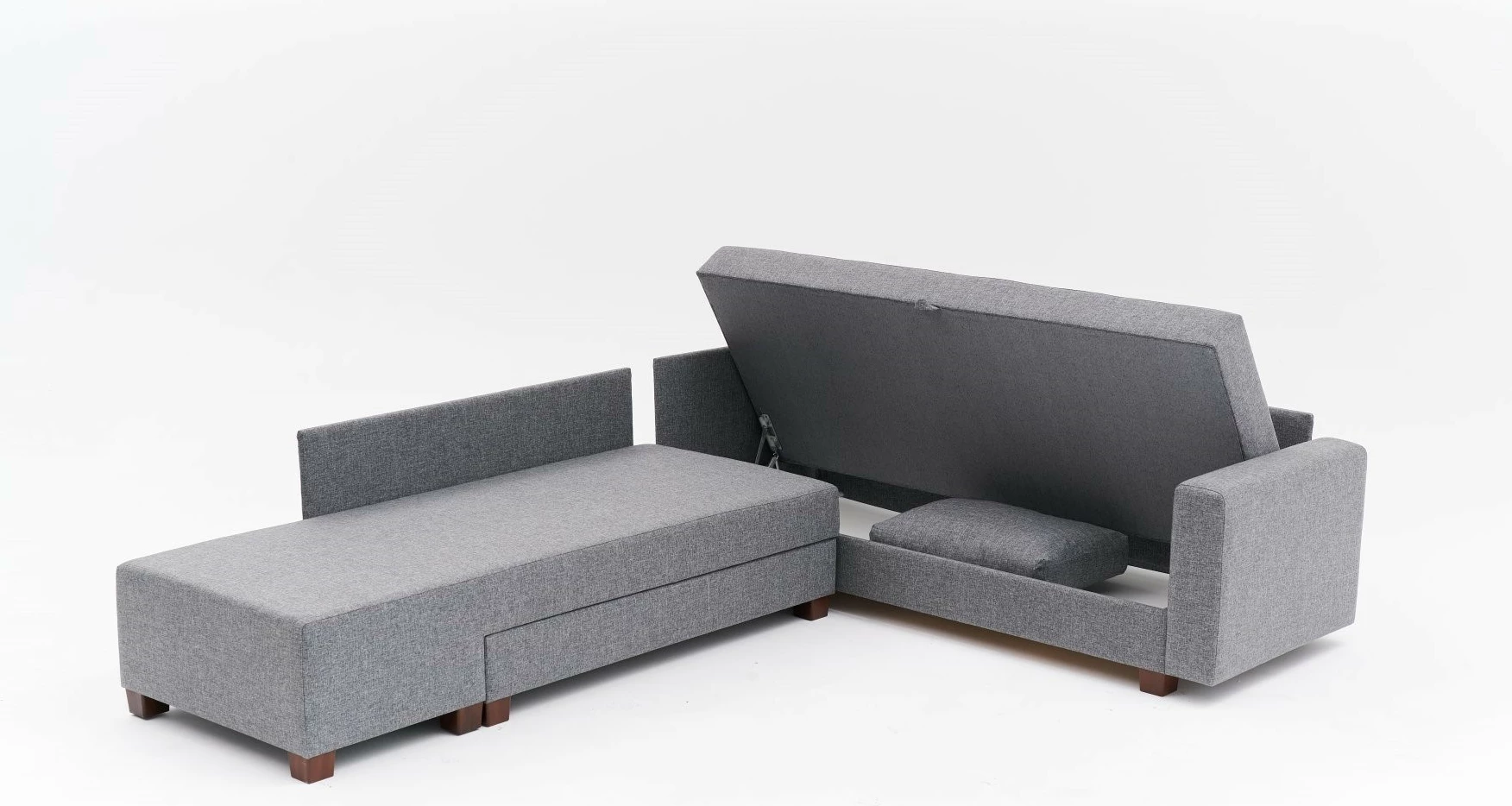 Kënd-sofë krevati Atelier del Sofa, kënd i djathtë, ngjyrë gri