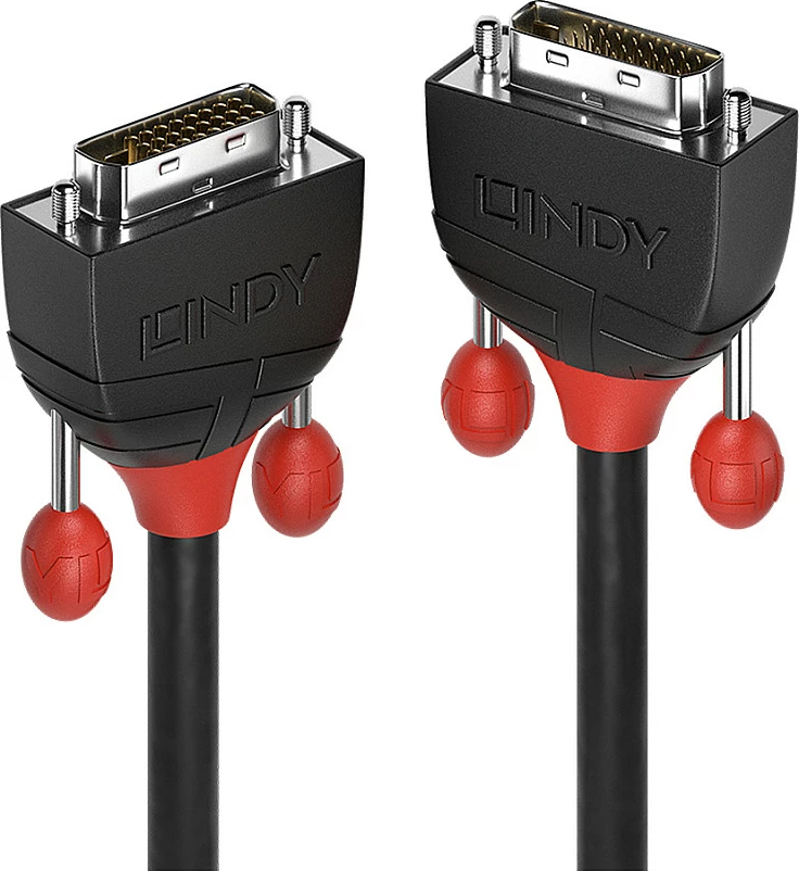 Kabllo DVI-D Dual Link Lindy Black Line, 2m, 2560x1600, e zezë