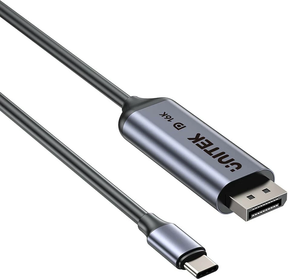 Kabll Unitek USB-C në DisplayPort, 1.8m, 80Gbps, HDR, 16K/8K, gri
