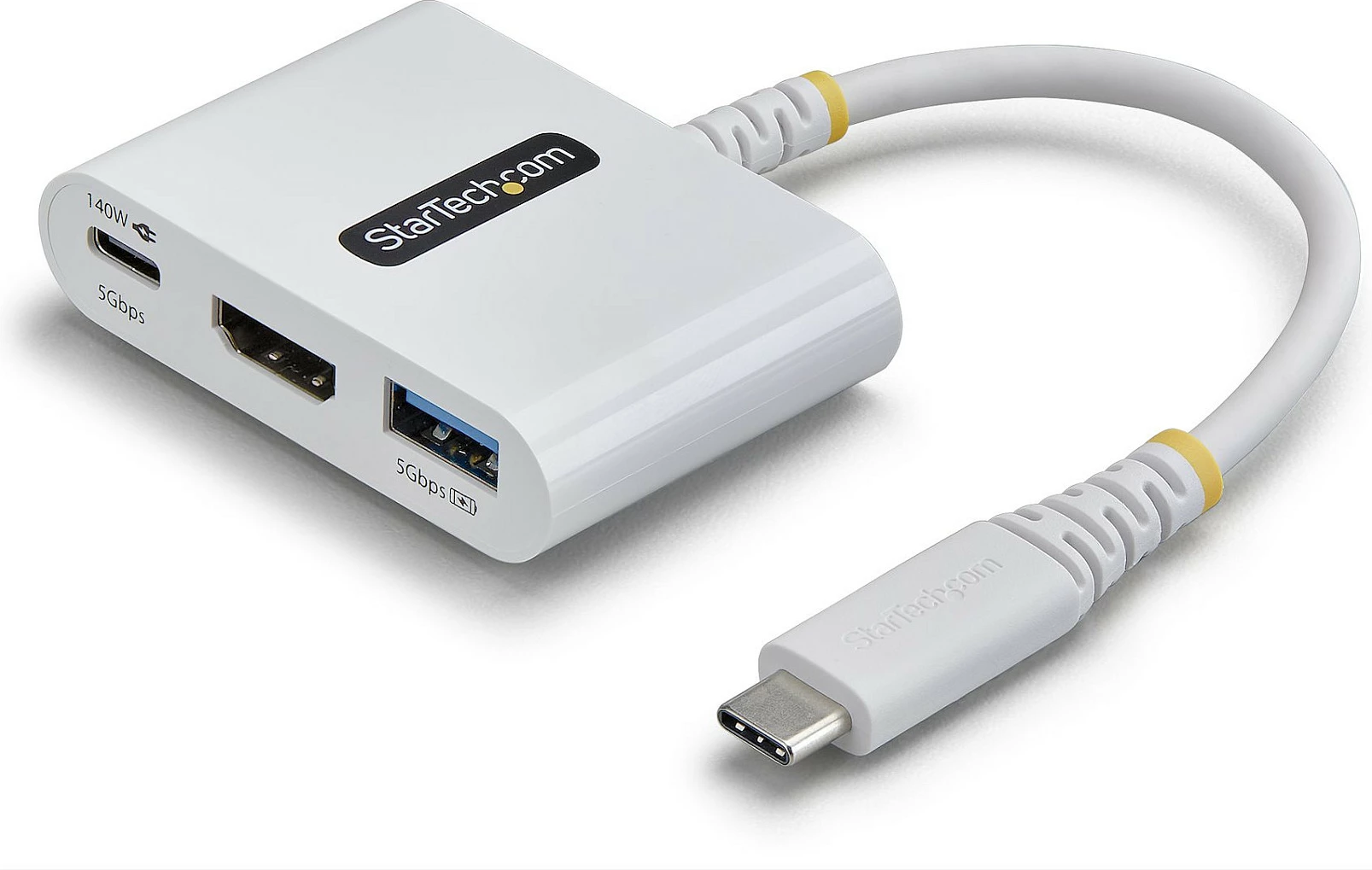 Adapter multiport USB-C në HDMI StarTech, 4K 60Hz, Hub USB 5Gbps, PD 140W, i bardhë