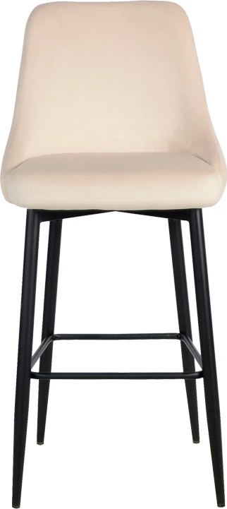 Karrige për bar Zedna, kadife bezhë, këmbë metalike të zeza, 52x57x111cm