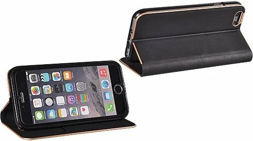 Mbështjellës flip HAVANA Premium për Samsung Galaxy A72 A726 5G, mbyllje magnetike, hapësirë për kartelë, e zezë me skaj të artë