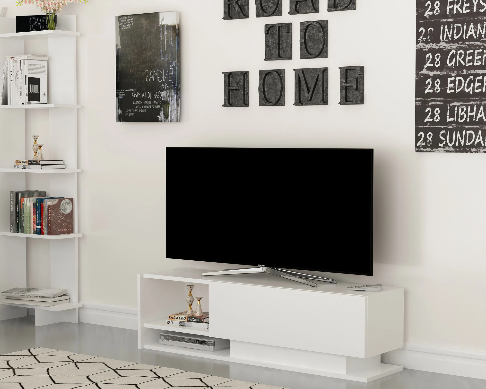 Komodë TV Hanah Home, Damla, ngjyrë e bardhë