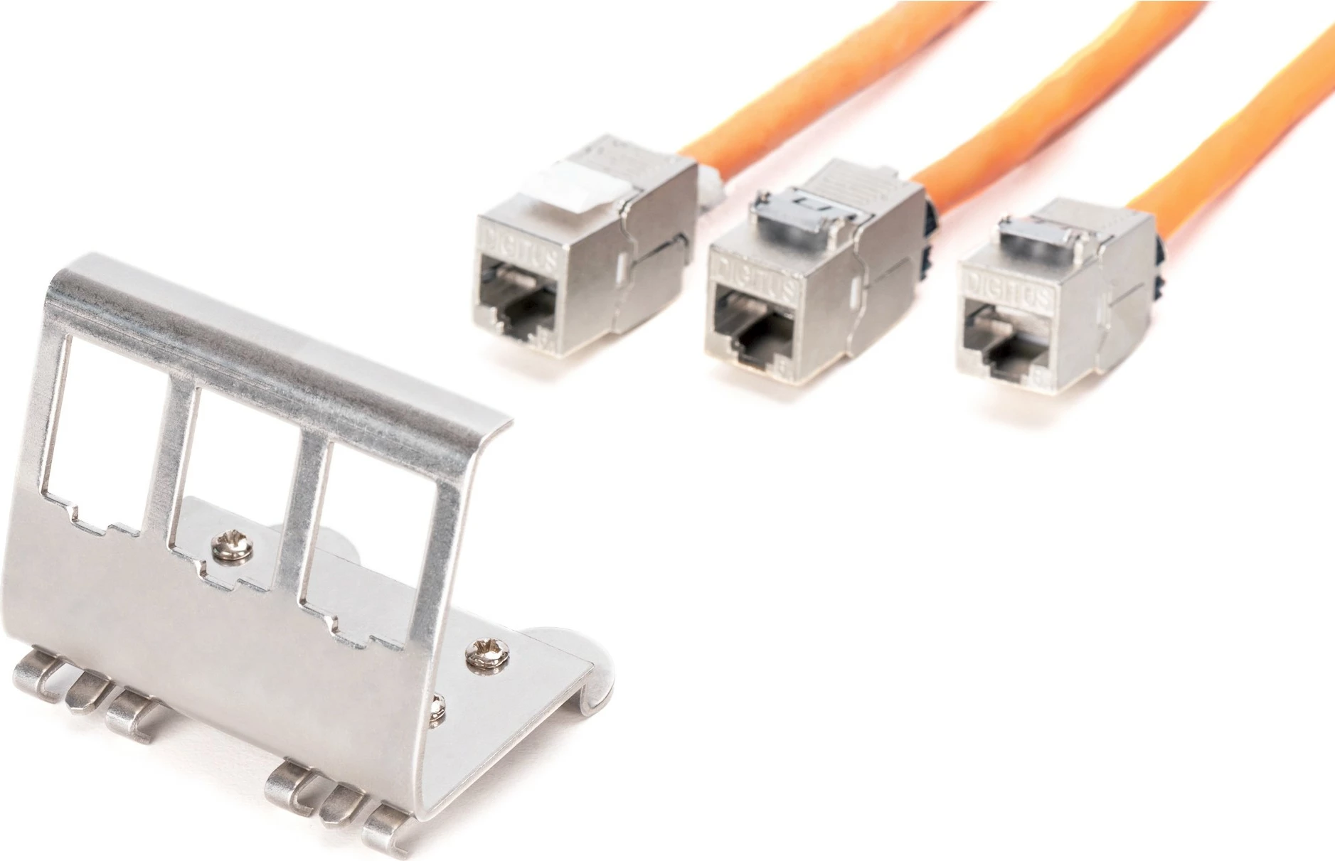 Adapter rrjeti Digitus Hutschienen për 3 Keystone, çelik inox, metallic