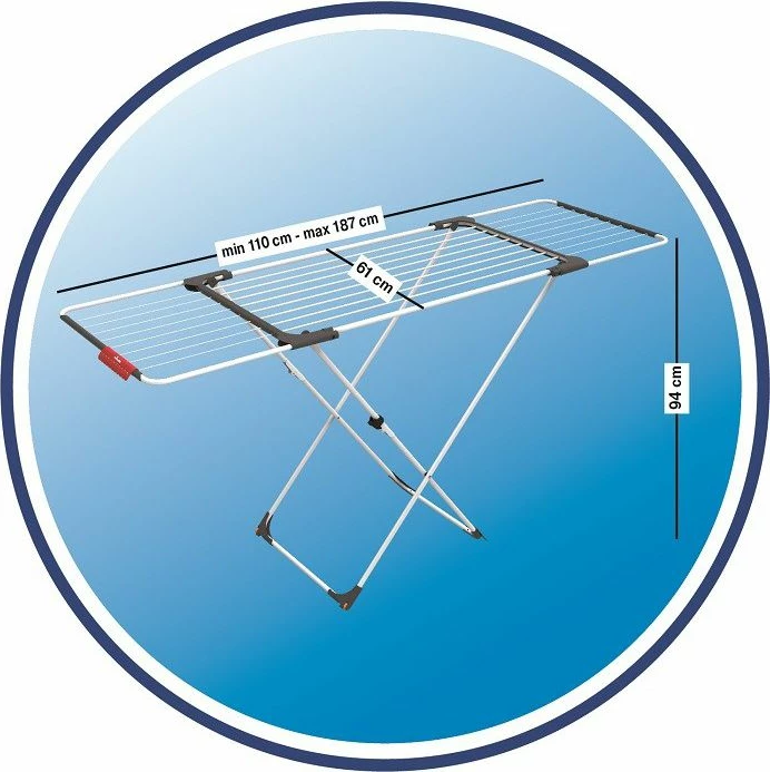 Tharëse rrobash Vileda Surprise 157235, e zgjerueshme 110-187 cm, 20 m tela, 20 kg, e bardhë