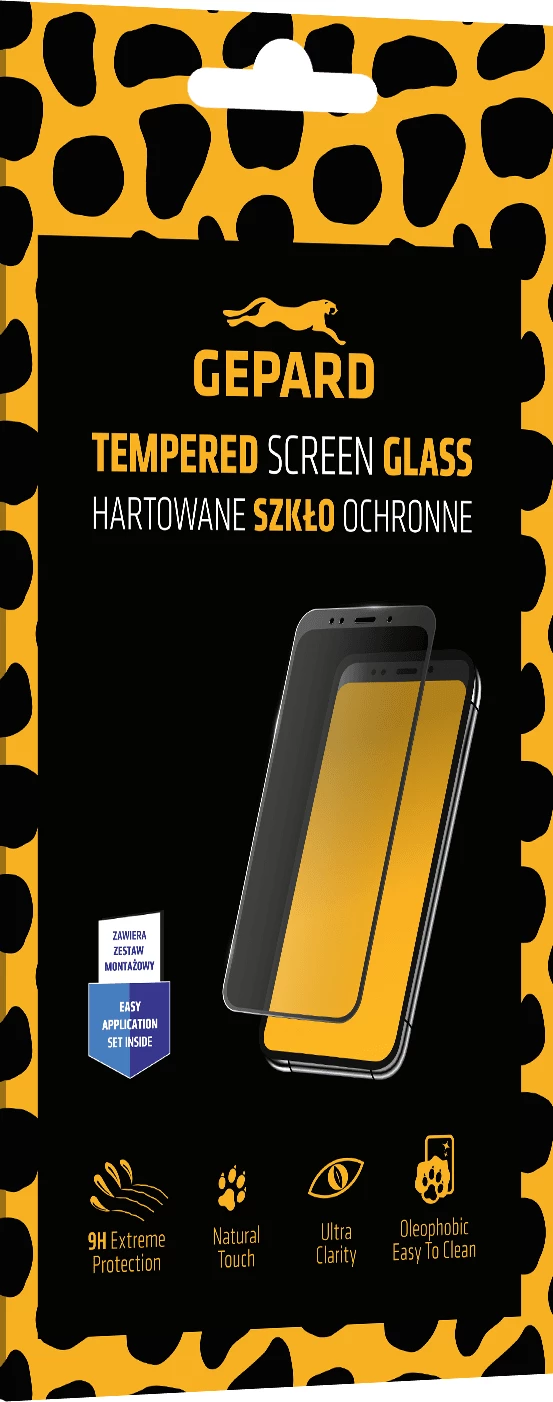 Xham mbrojtës i kalitur, Gepard, iPhone 14 Pro, Full Glue, CaseFriendly, i zi, set 1 copë
