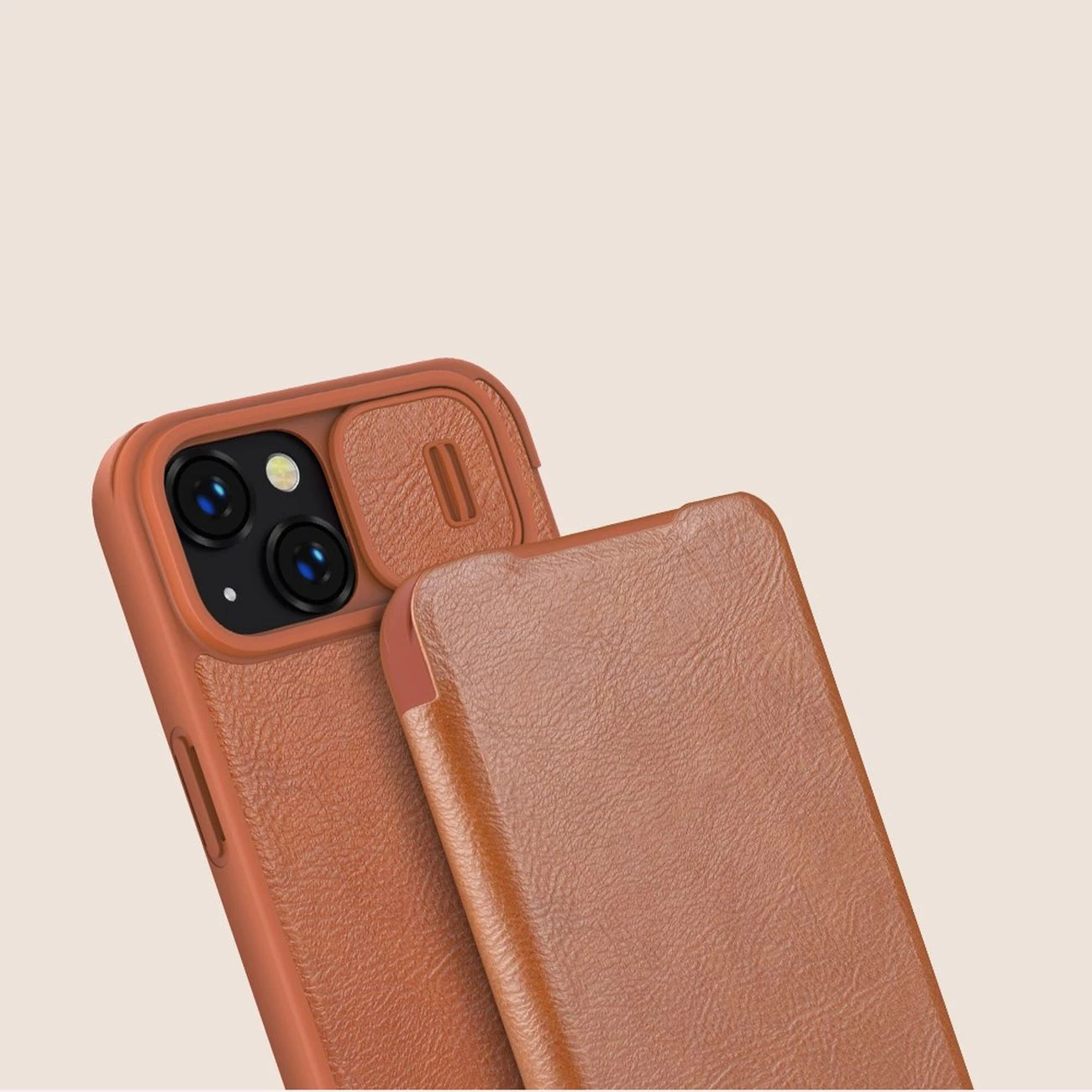 Mbështjellës Nillkin Qin Leather Pro Case për iPhone 14 Plus, me kapak kamere, e zezë