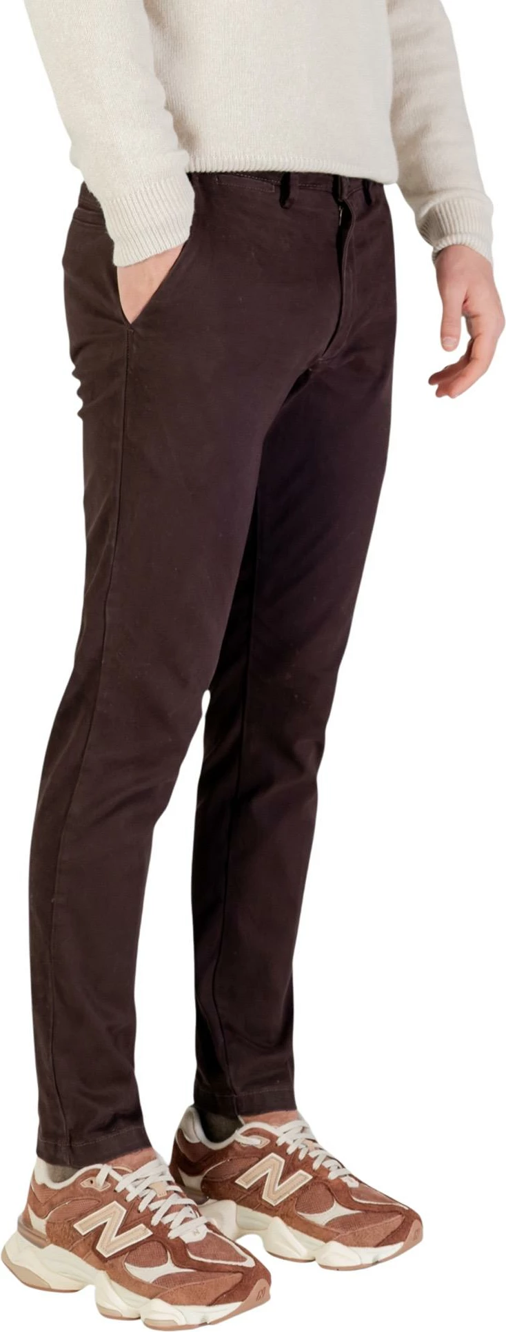 Pantallona chino për meshkuj Borghese 5WPA01 07CO126M, kafe të errëta [Madhësia: XS]