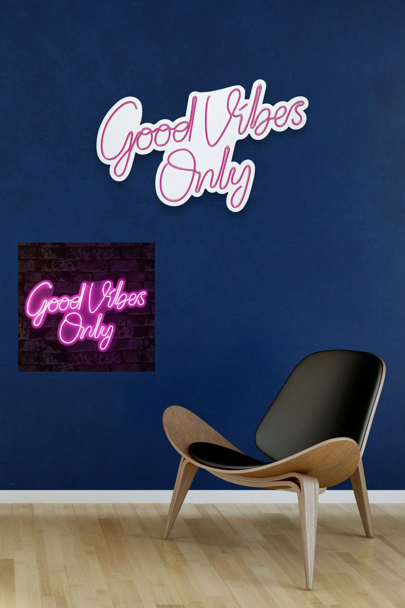 Dritë dekorative murale LED, plastikë, Good Vibes Only, rozë