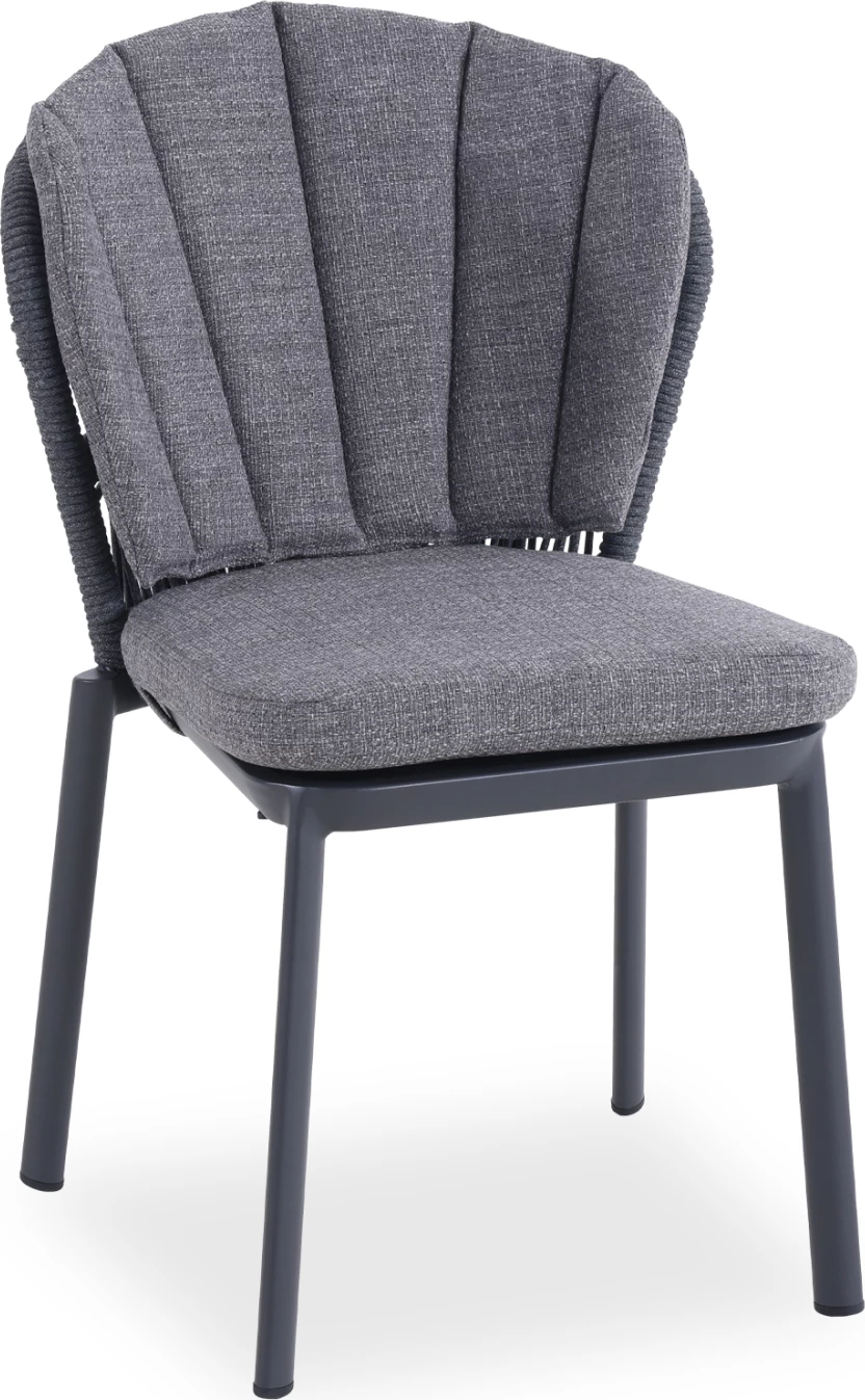 Karrige ngrënieje GOFFEN, alumin, jastëkë, litar, ngjyrë qymyr, 57x61.5x82cm