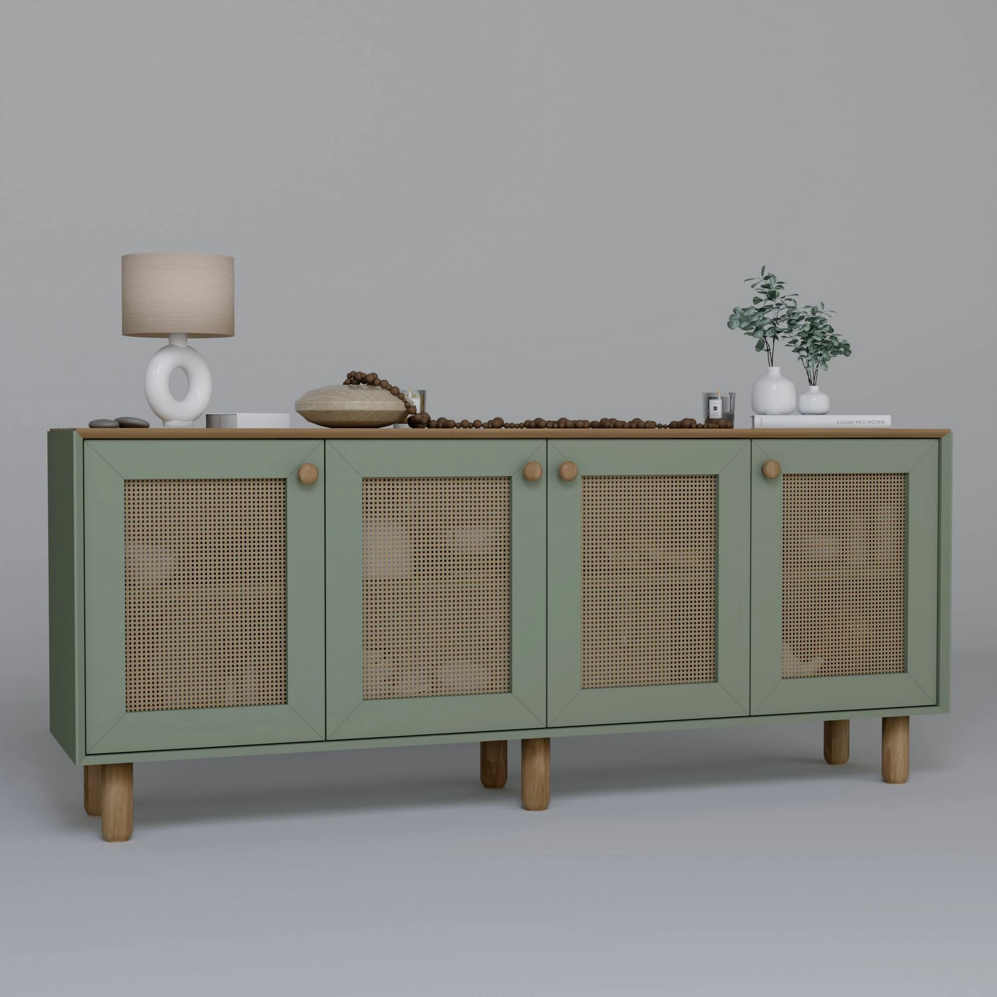 Konsolë bohemiane, ngjyrë e gjelbër, Skye Decor, 180x75x40 cm
