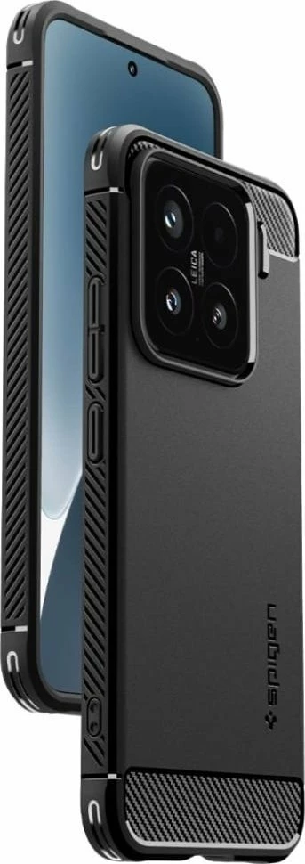 Mbështjellës Spigen Rugged Armor për Xiaomi 15, TPU, MIL-STD 810G-516.6, i zi mat