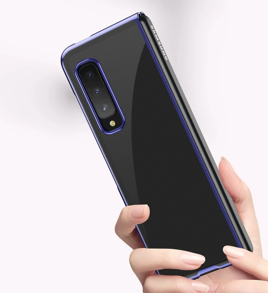 Mbështjellës Hurtel për Samsung Galaxy Fold, hard case, ultraihollë, kornizë elektroplating, Blu