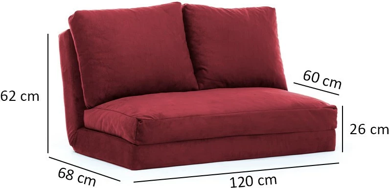Divan-krevat 2 vende, Atelier del Sofa, Taida, ngjyrë e kuqe e errët