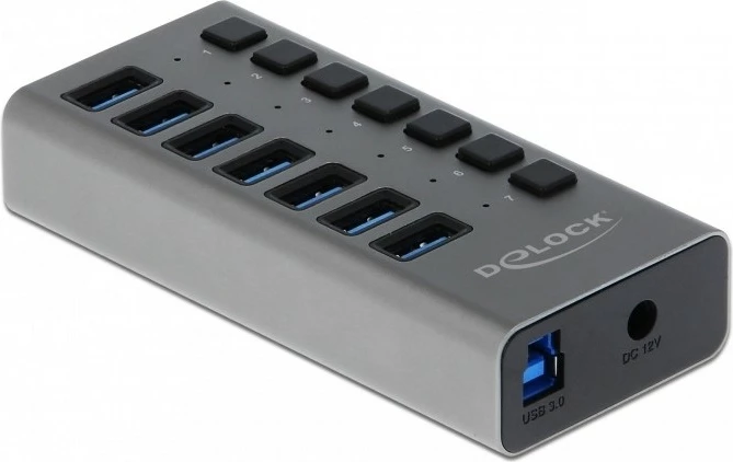 USB hub DeLOCK 7 porta, USB 3.2 Gen 1, alumini, 1m, hiri